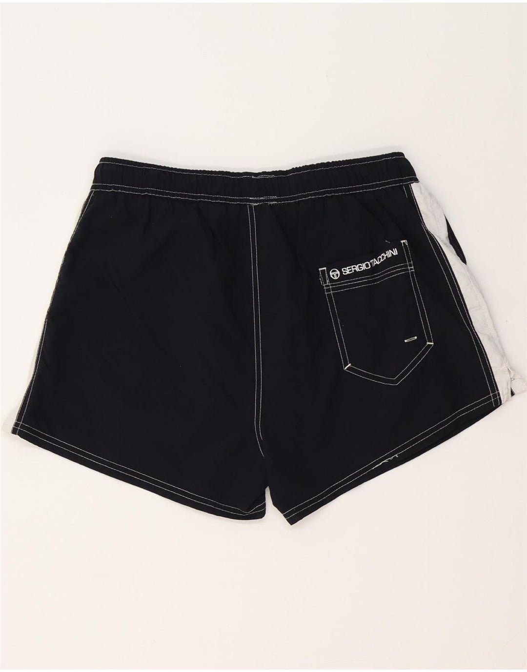 SERGIO TACCHINI Shorts de natação masculino grande poliéster colorblock preto