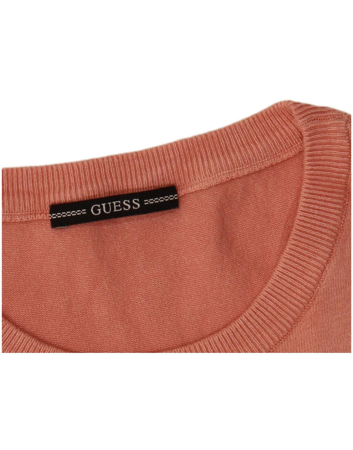 Suéter feminino Guess com gola redonda e estampa gráfica UK 14 rosa médio