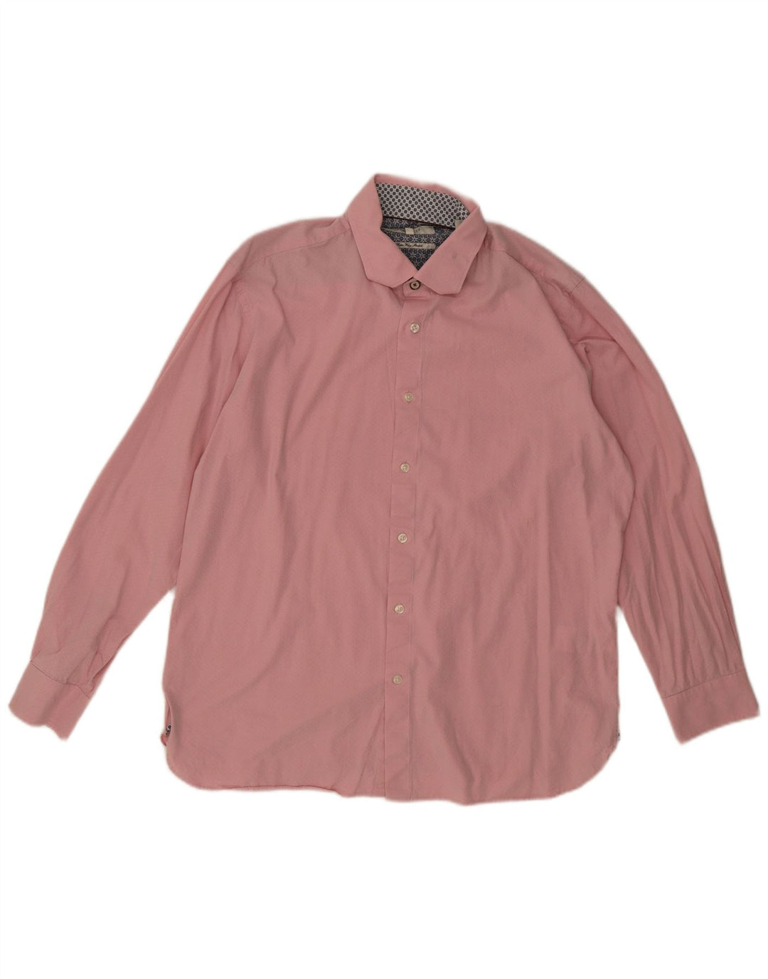 Camisa masculina Ted Baker tamanho 16 1/2 grande algodão geométrico rosa