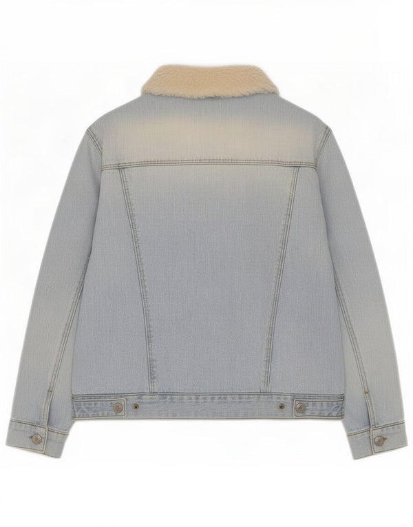 Jaqueta jeans Sherpa feminina Topshop Reino Unido 10 algodão colorblock azul pequeno