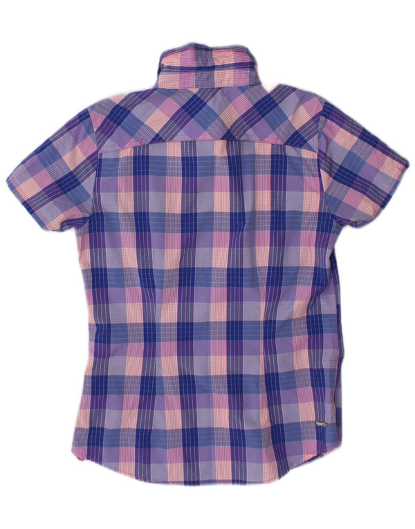 Camisa feminina de manga curta The North Face pequena xadrez multicolorida de nylon