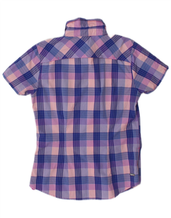 Camisa feminina de manga curta The North Face pequena xadrez multicolorida de nylon