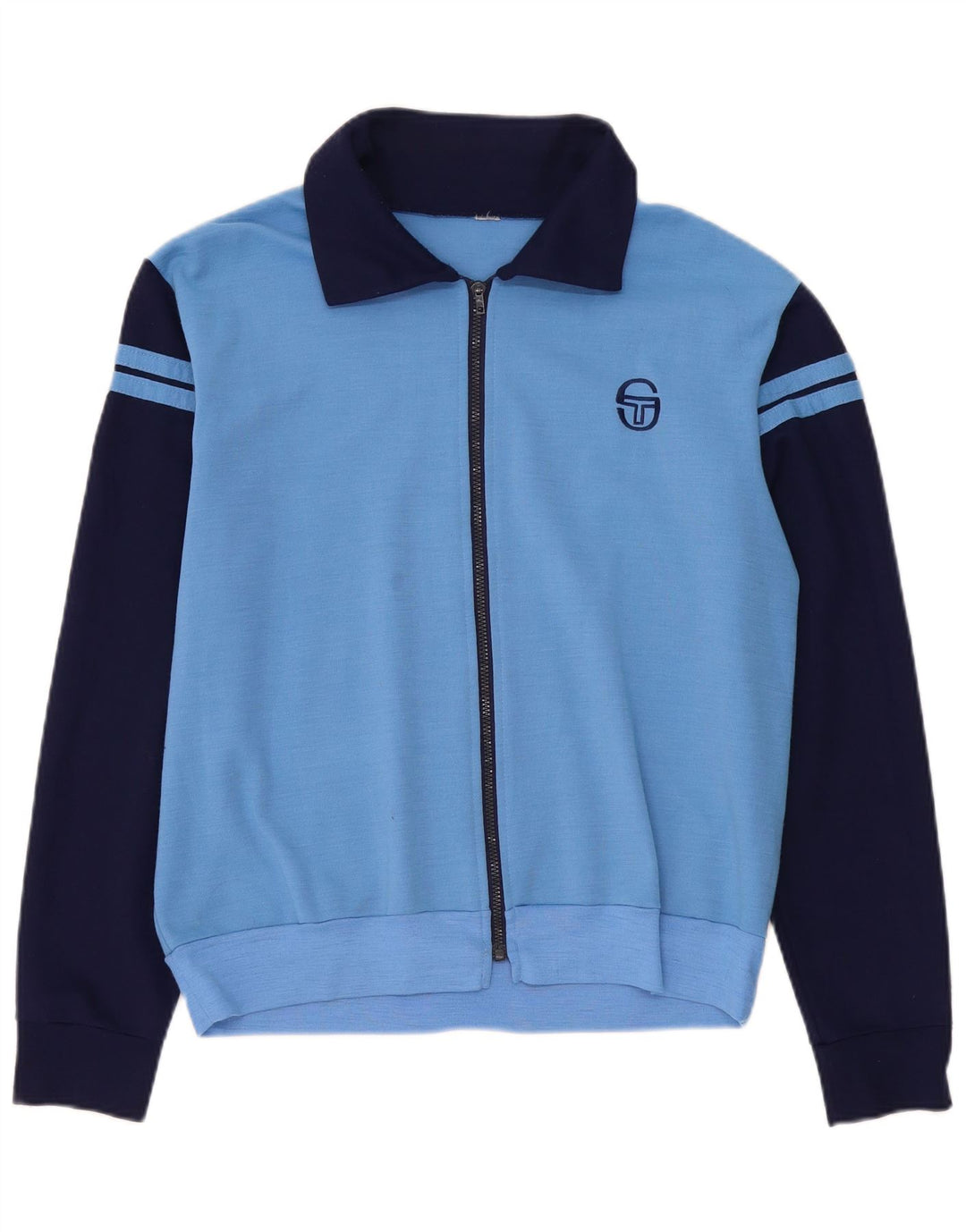 Sergio Tacchini Jaqueta masculina de agasalho de lã azul médio colorblock