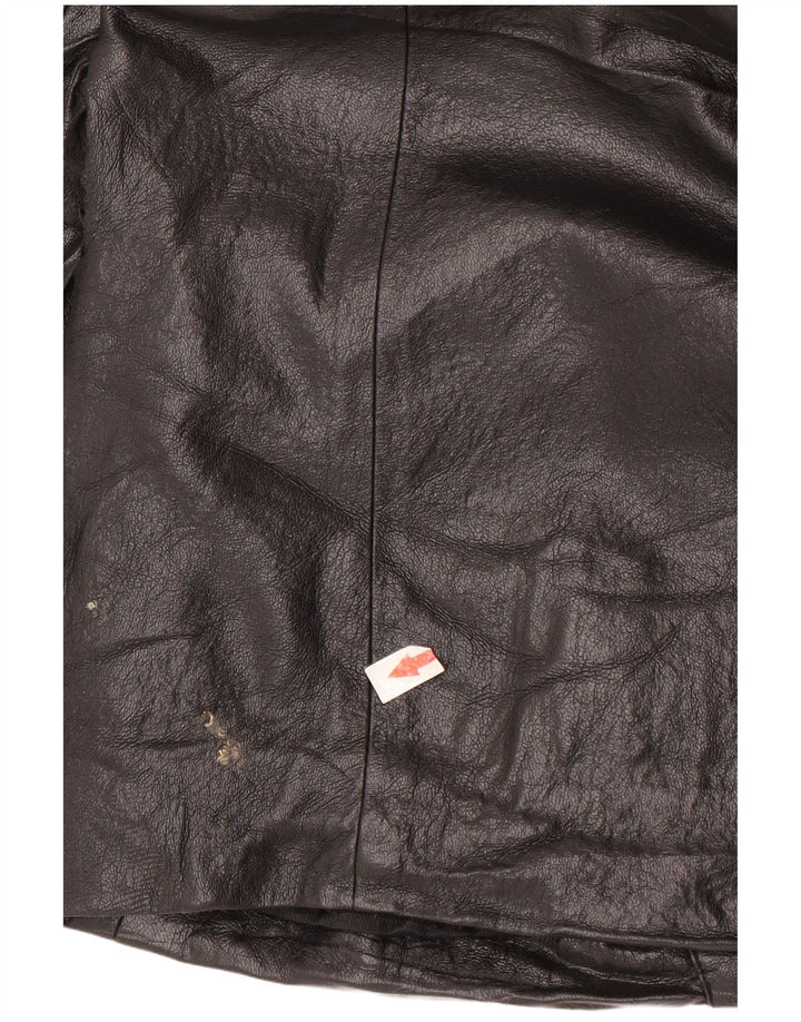 Jaqueta blazer feminina Zara com 1 botão de couro sintético Reino Unido 14 médio preto