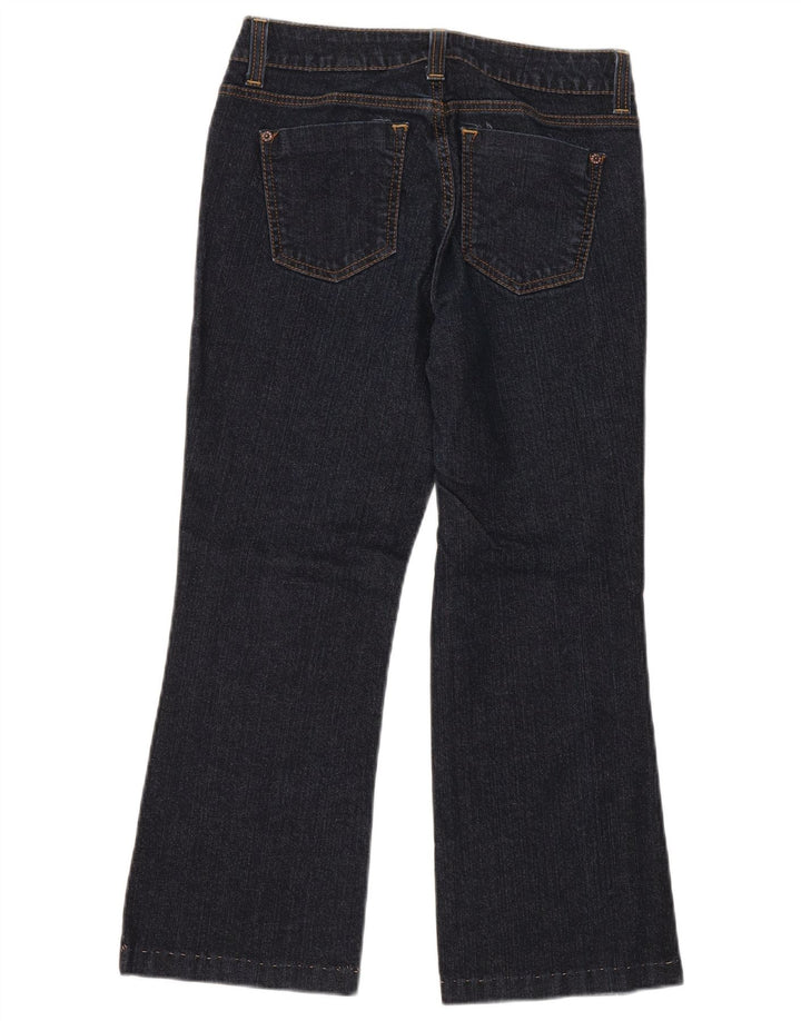 Jeans recortados femininos DKNY EUA 6 médio W28 L25 algodão azul marinho
