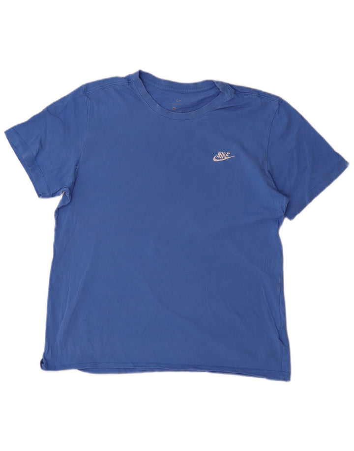 Nike Mens Camiseta Top Médio Algodão Azul