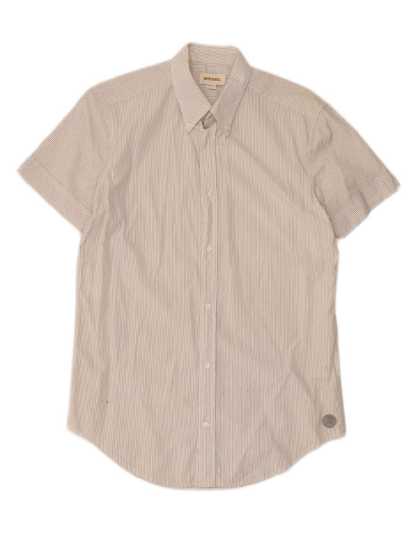 Camisa masculina diesel de manga curta grande algodão listrado branco