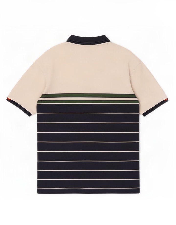 Camisa polo masculina Ellesse de algodão listrado azul marinho médio