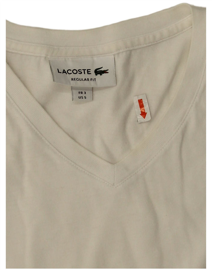 Camiseta masculina Lacoste Regular Fit tamanho superior 3 pequeno algodão branco