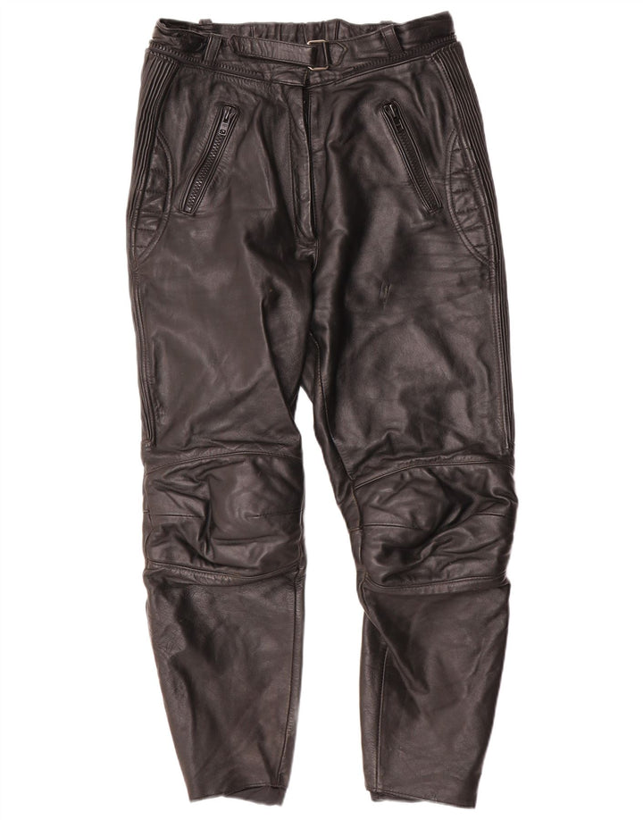 Calça feminina VINTAGE Moto Racer IT 44 médio W30 L27 couro preto