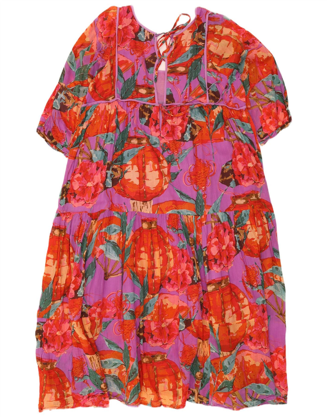 Vestido feminino ICONIQUE em camadas UK 20 2XL algodão floral vermelho
