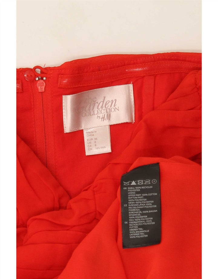 Vestido feminino H&M sem alças EU 38 poliéster floral vermelho médio