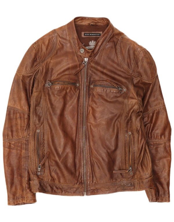 Jaqueta de couro masculina Gipsy UK 42 XL marrom