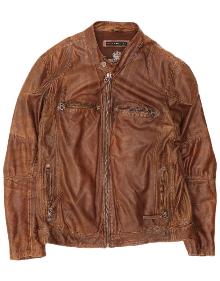 Jaqueta de couro masculina Gipsy UK 42 XL marrom