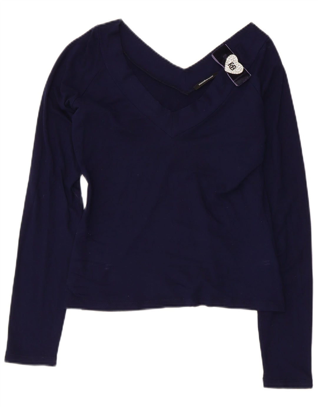 ROCCOBAROCCO Crop Top feminino manga comprida US 8 médio azul marinho viscose
