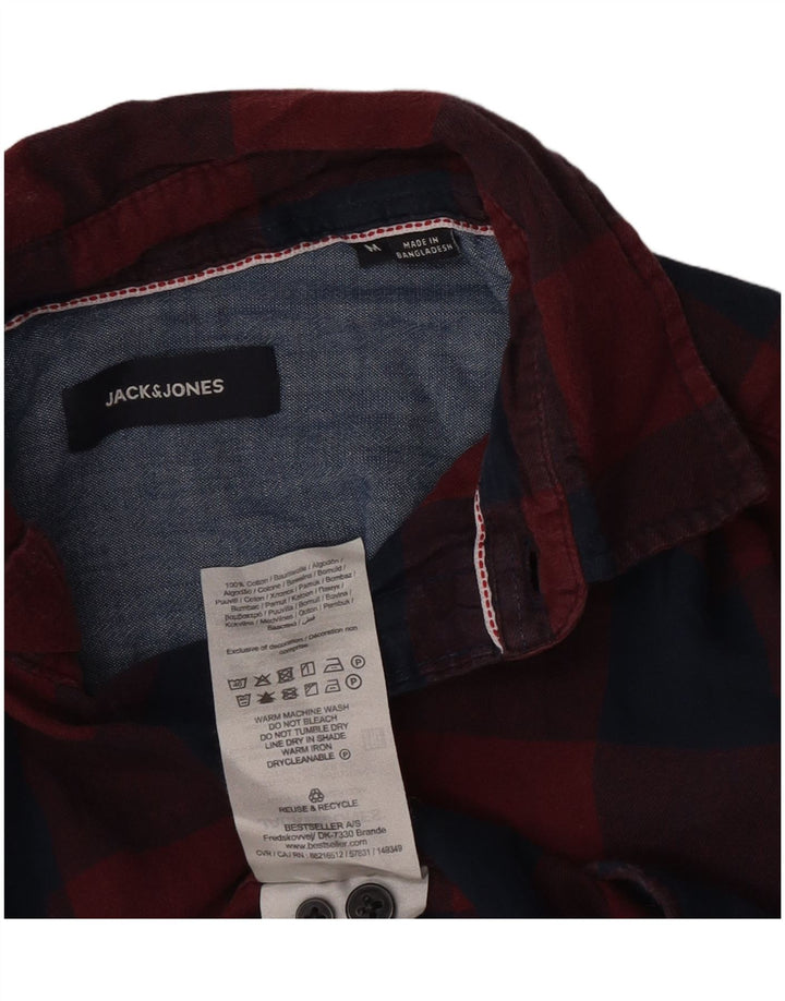 Camisa masculina de flanela Jack & Jones média de algodão gingham cor de vinho