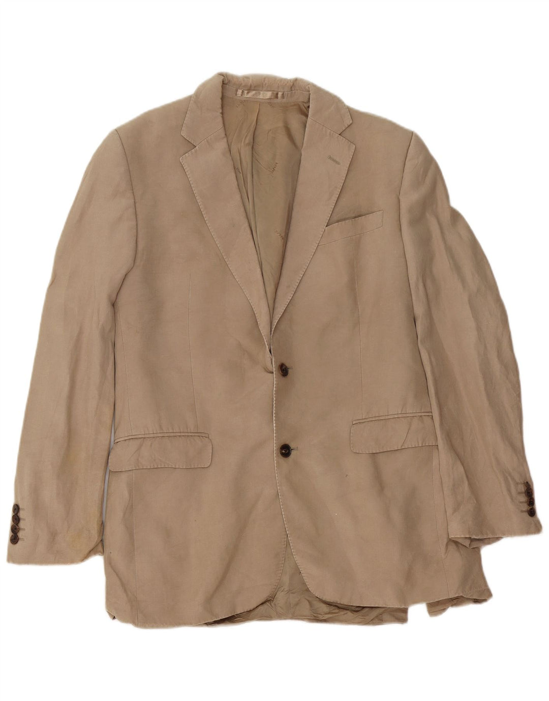 Jaqueta blazer masculina Jaeger com 2 botões Reino Unido 40 grande seda bege