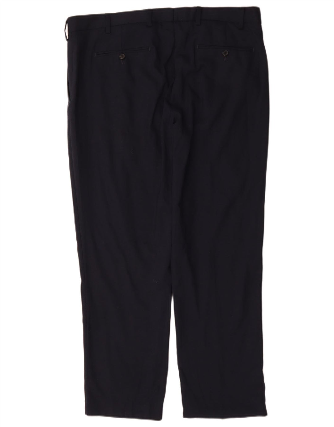 Calça masculina de ajuste regular Marks & Spencer W38 L29 lã azul marinho