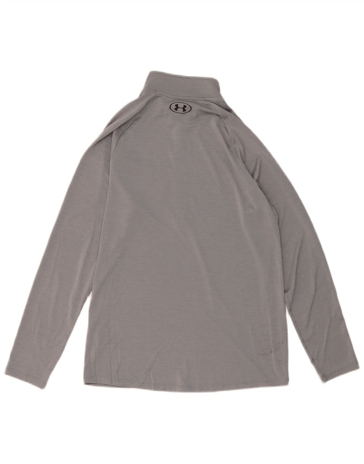 UNDER ARMOUR Masculino Heat Gear Zip Neck Pulôver Treino Top Cinza Médio