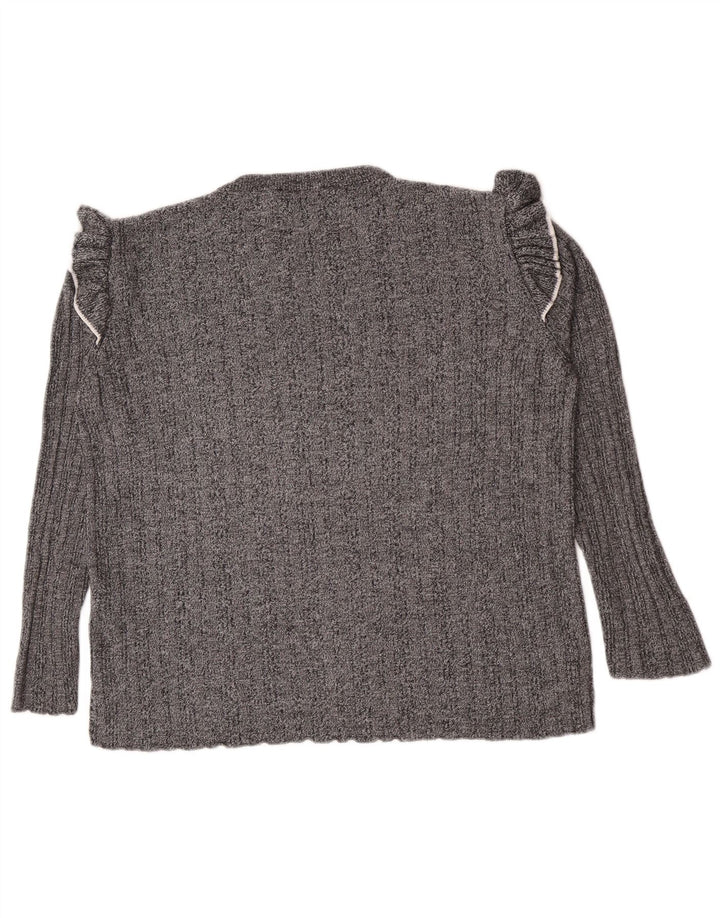 Suéter feminino Marks & Spencer com gola redonda Reino Unido 16 grande cinza acrílico