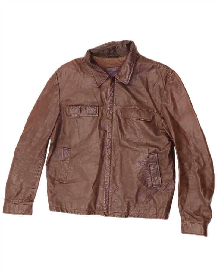 Jaqueta de couro masculina Zara Reino Unido 38 marrom médio