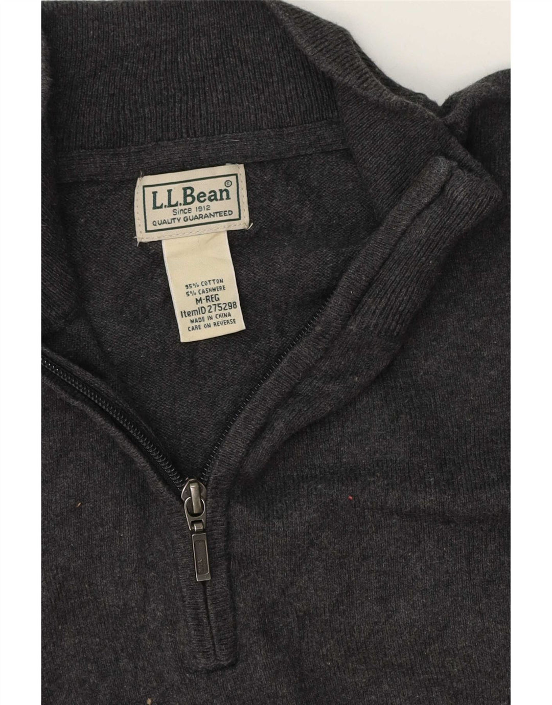 Suéter masculino L.L.Bean de ajuste regular com zíper e gola média cinza clássico