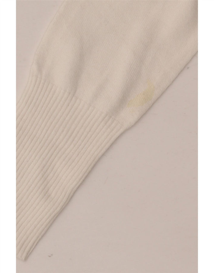 Suéter cardigã feminino Zara Longline Reino Unido 12 algodão branco médio