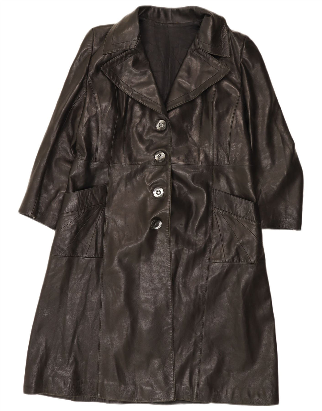 Casaco de couro feminino VINTAGE IT 48 XL preto