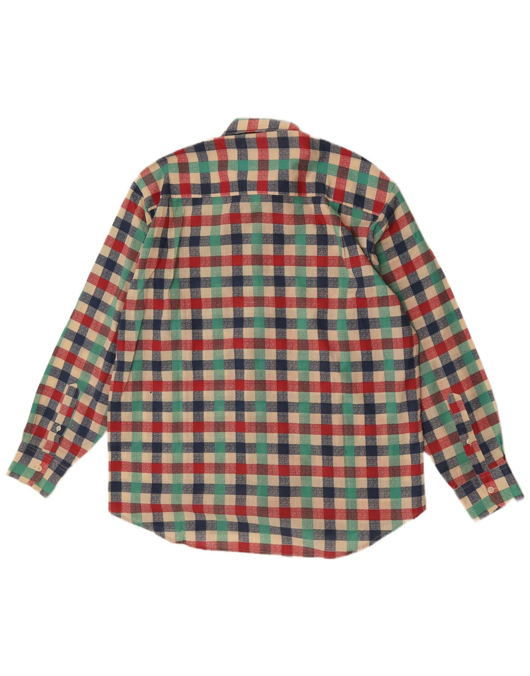 Camisa masculina vintage grande poliéster guingão multicolorido