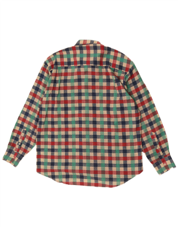 Camisa masculina vintage grande poliéster guingão multicolorido