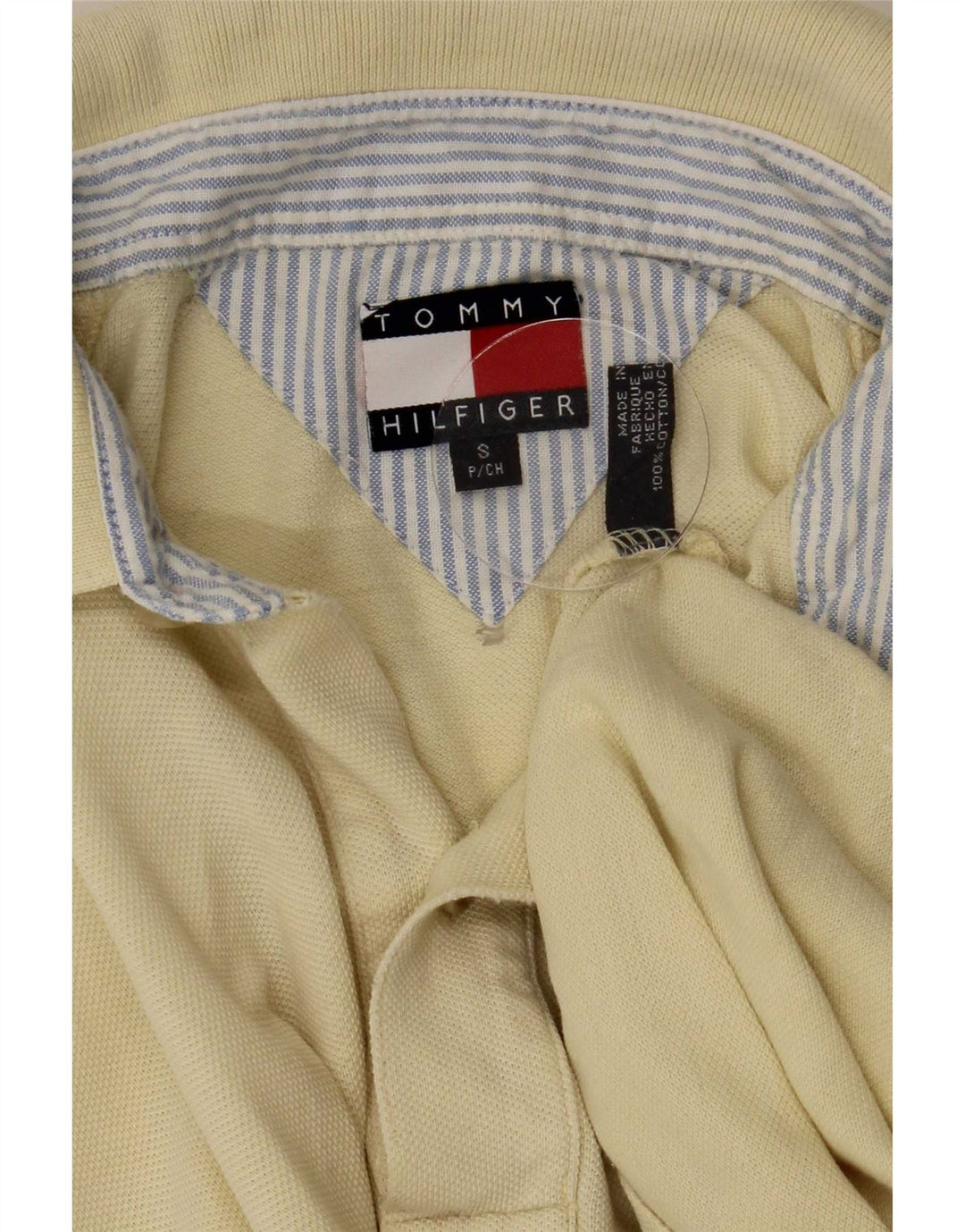 Camisa polo masculina Tommy Hilfiger pequena de algodão amarelo