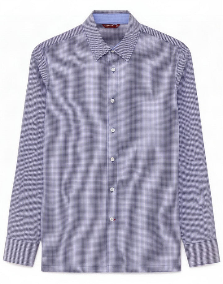 Camisa masculina Carrera de algodão guingão azul médio
