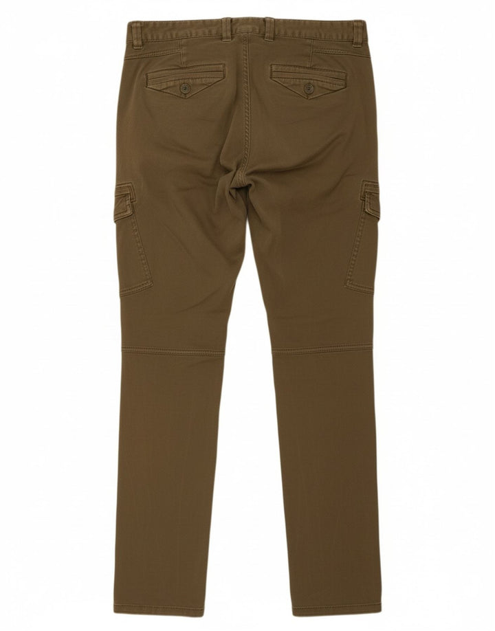 Calça cargo feminina slim BENETTON IT 44 médio W32 L32 algodão cáqui