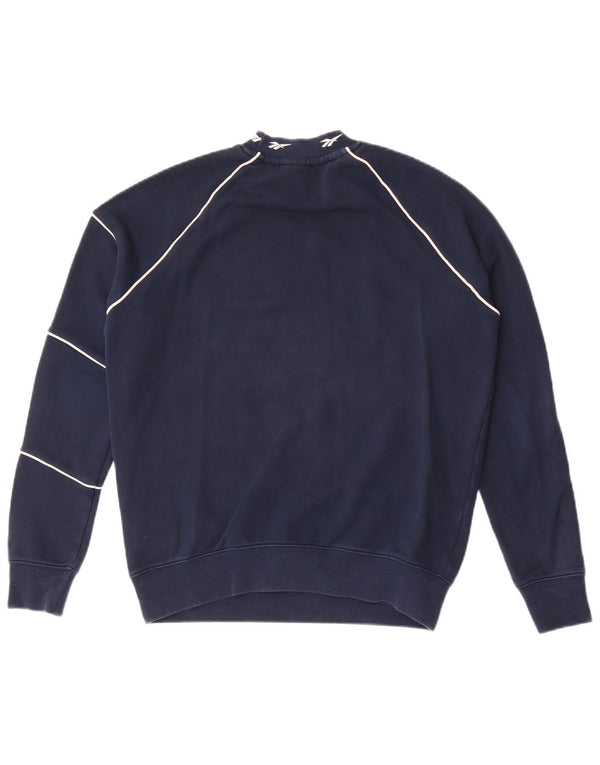 Reebok feminino gráfico oversized moletom jumper reino unido 4/6 XS azul marinho