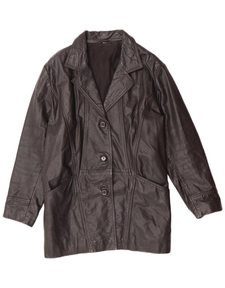 Casaco feminino de couro superdimensionado VINTAGE UK 18 XL couro preto