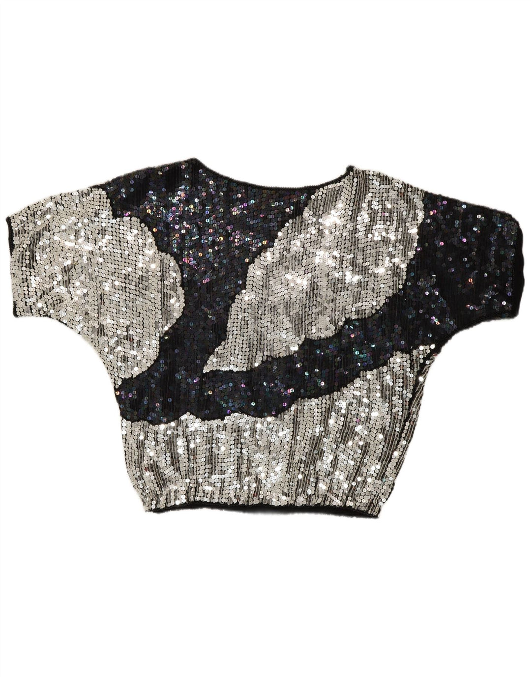 Blusa feminina vintage de lantejoulas para noite UK 10 pequena multicolorida