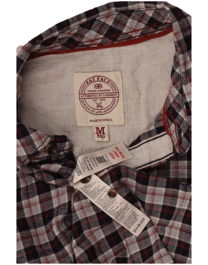 Camisa masculina de flanela Fat Face algodão xadrez cinza médio