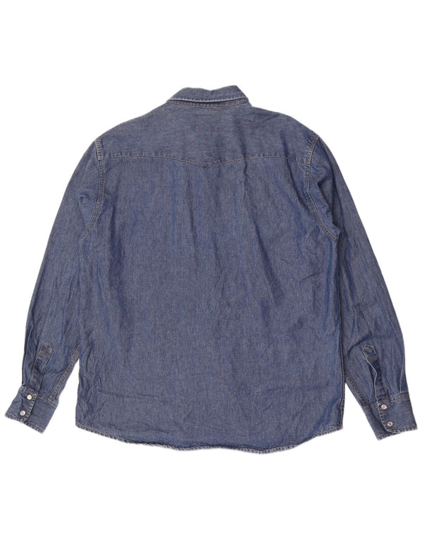 Camisa jeans masculina Americanino XL azul algodão
