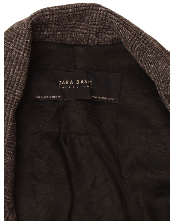 Jaqueta blazer oversized Zara feminina com 1 botão Reino Unido 10 pequeno cinza houndstooth