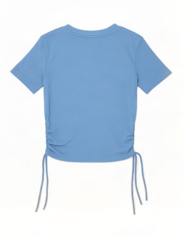 Zara Camiseta Feminina Crop Top UK 8 Pequeno Azul Poliéster