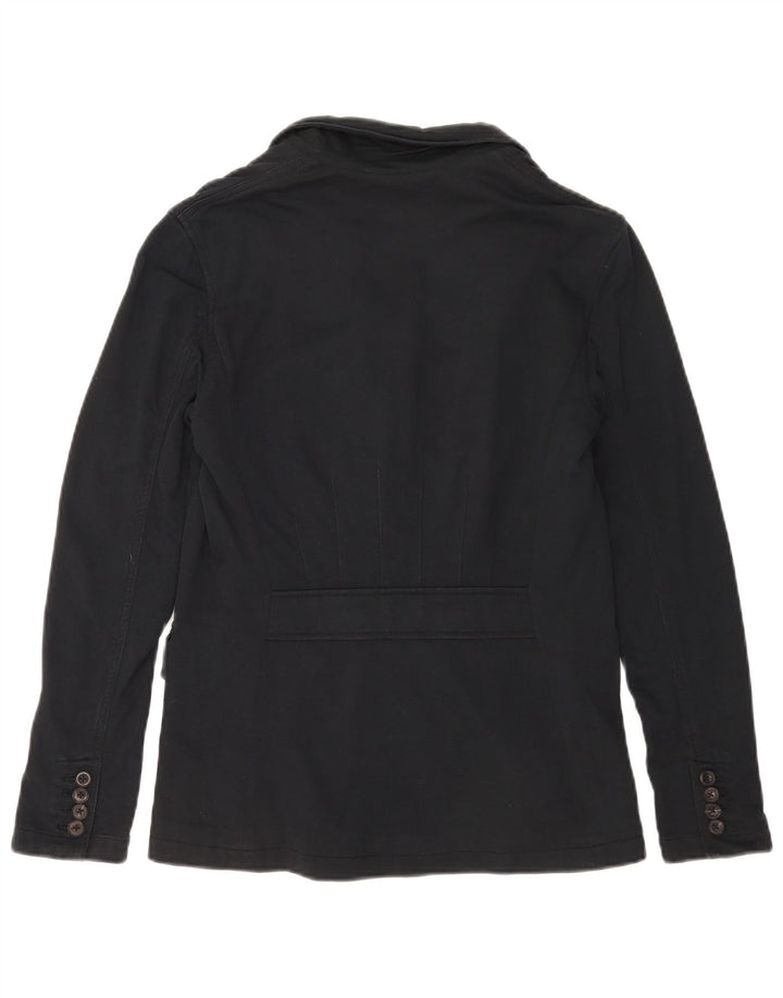 Ralph Lauren Jaqueta blazer feminina de 3 botões EUA 6 algodão preto médio