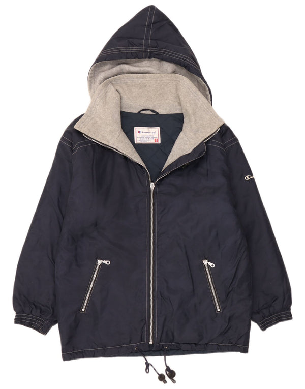 Champion Mens Hooded Loose Fit Windbreaker Jacket UK 36 Small Navy Blue