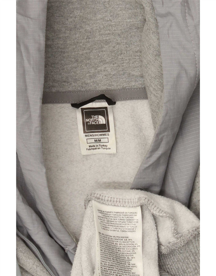 Suéter com capuz gráfico masculino The North Face algodão cinza médio