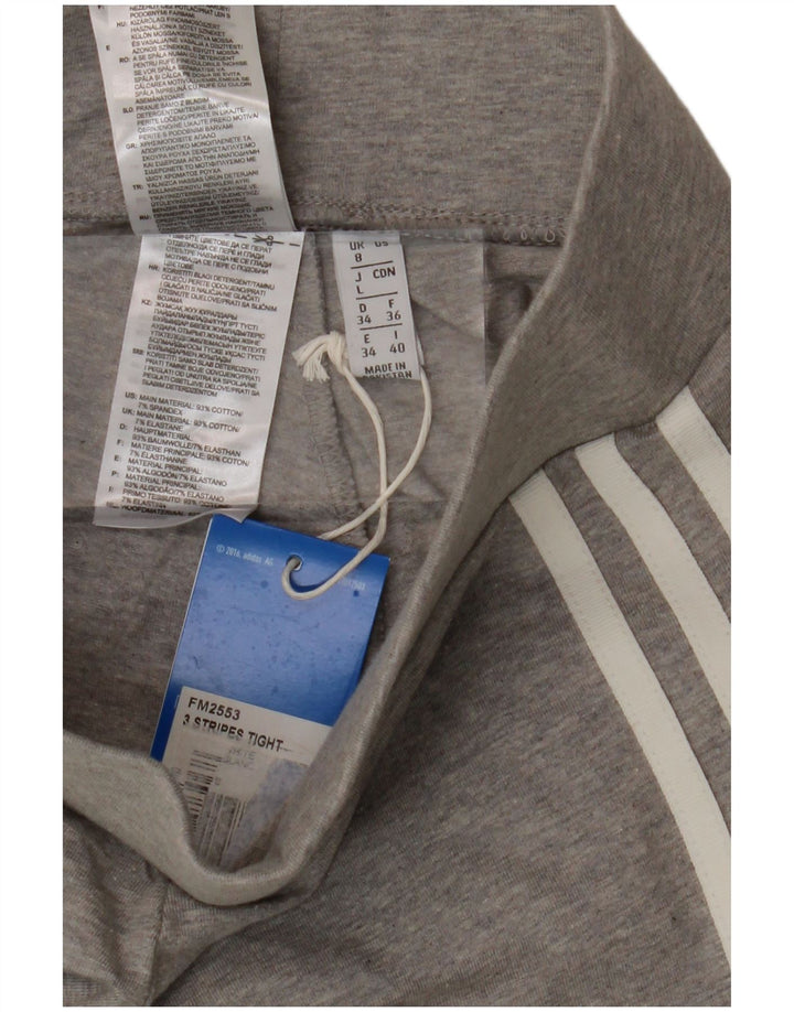 ADIDAS Womens Leggings UK 8 Small Grey Cotton