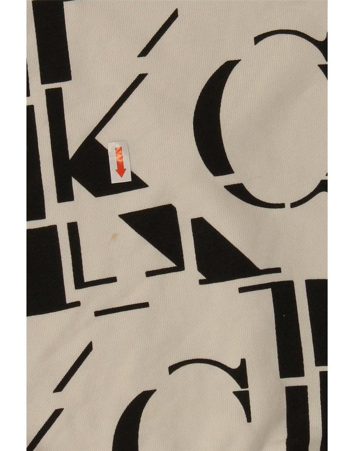 CALVIN KLEIN Girls Graphic Hoodie Jumper 11-12 Years White Cotton Vintage Calvin Klein and Second-Hand Calvin Klein from Messina Hembry 