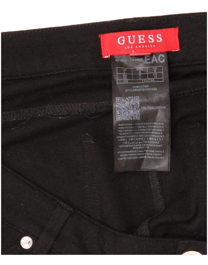 Calça feminina casual skinny de cintura alta GUESS Reino Unido 12 médio W34 L27 preta