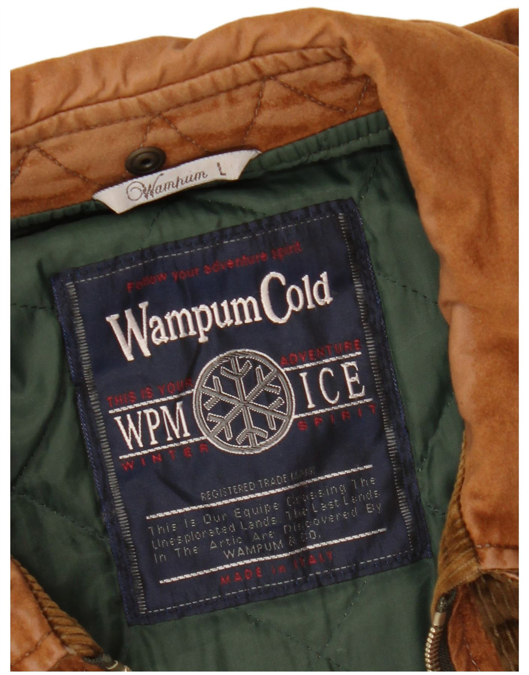 Jaqueta de lã masculina WAMPUM UK 40 grande marrom geométrico