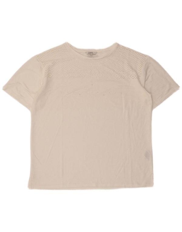 Camiseta feminina Desigual UK 16 grande viscose geométrica branca