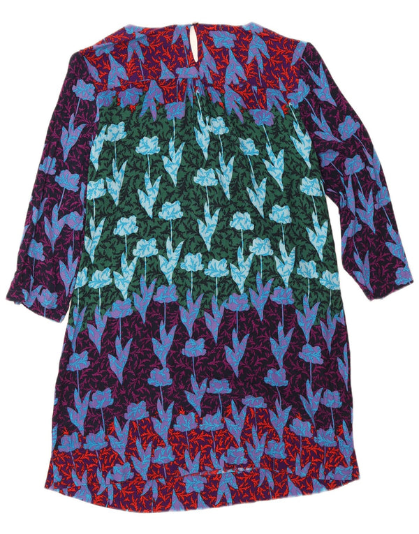 Vestido feminino White Stuff manga 3/4 UK 14 grande floral multicolorido