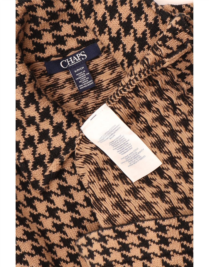 Suéter cardigã feminino CHAPS Reino Unido 10 pequeno algodão houndstooth bege
